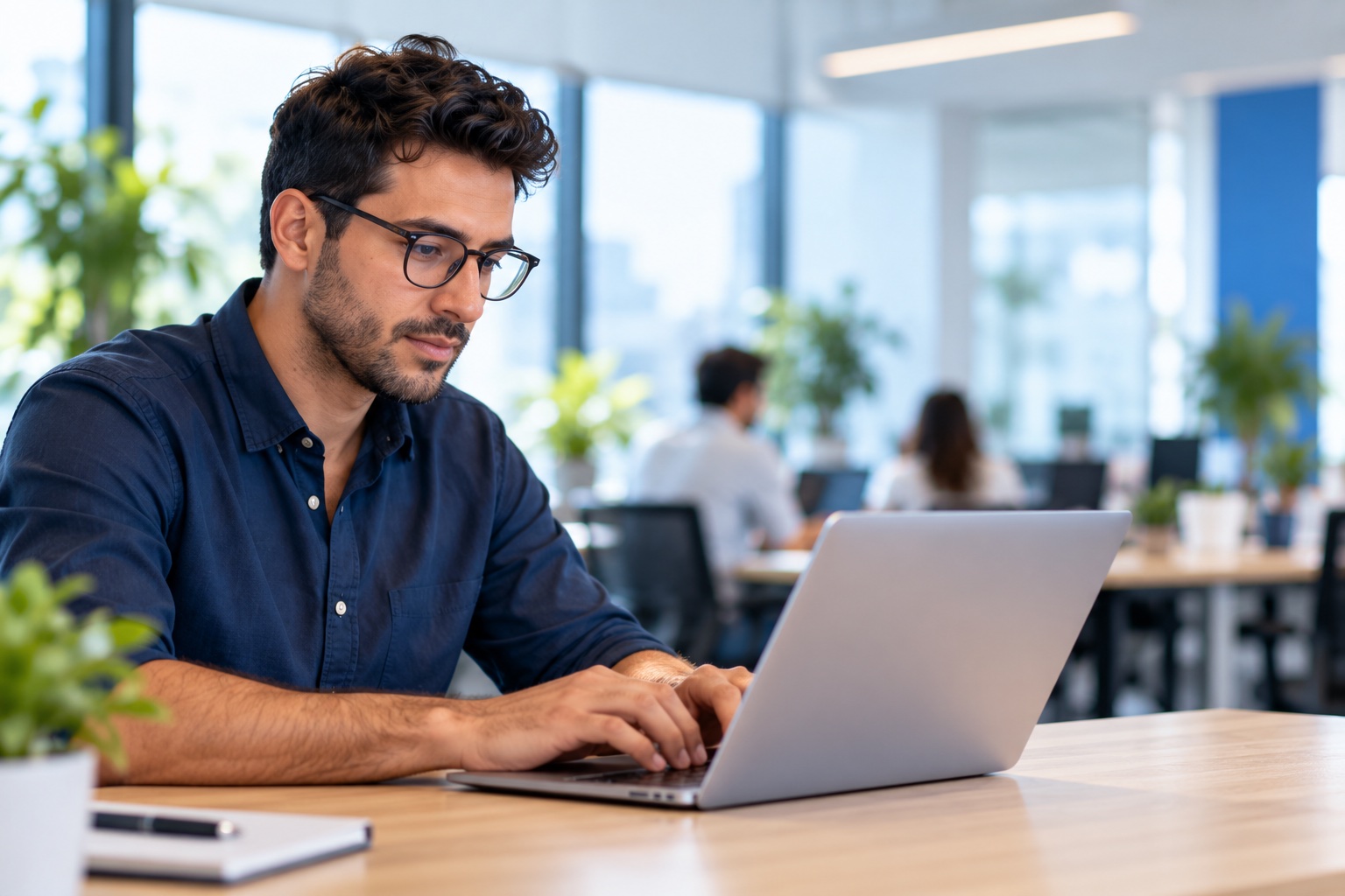Profissional organizando o trabalho em seu computador